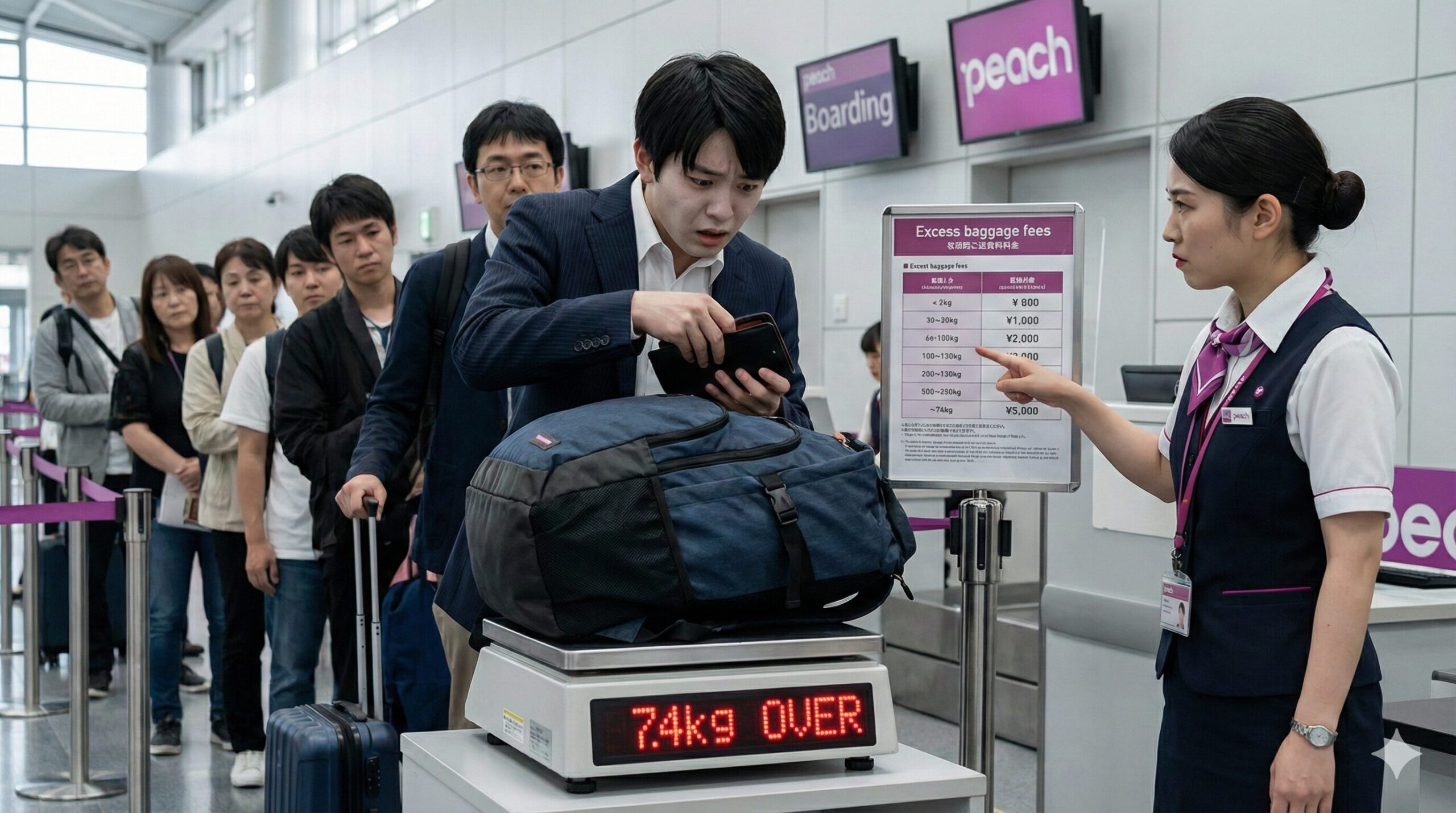 ピーチ機内持ち込みリュック、7kg超えで地獄！対策と回避術