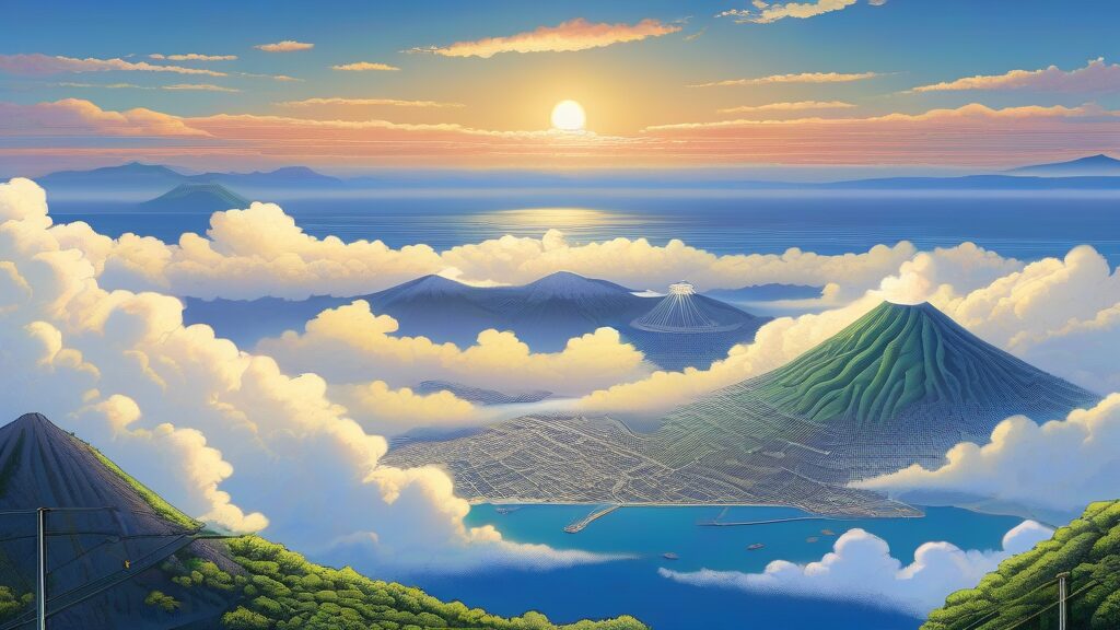 大室山のリフトで登り富士山と伊豆大島を望む絶景に出会う