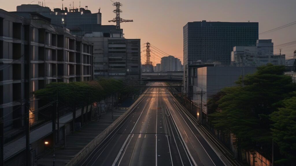 新宿の大通りを再現した城址大通りの緊迫感