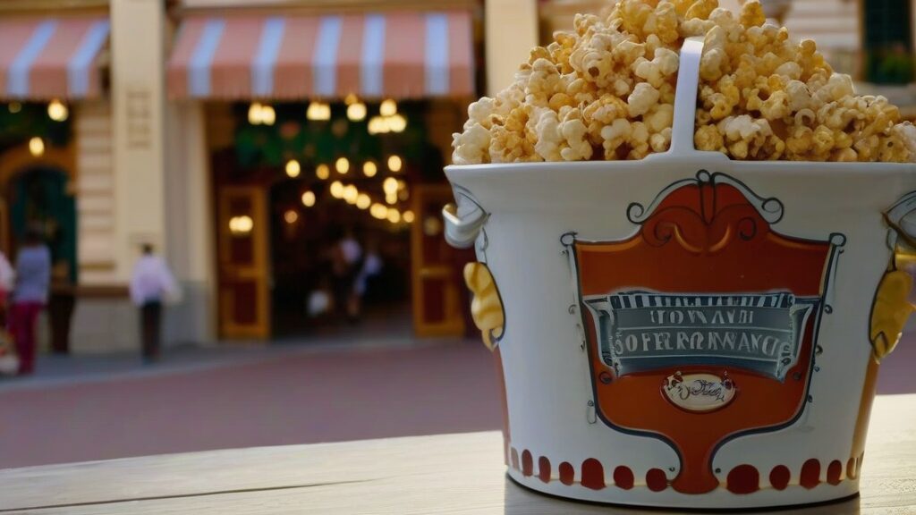 スウィートハート・カフェ前でキャラメル味を楽しみながら休憩
