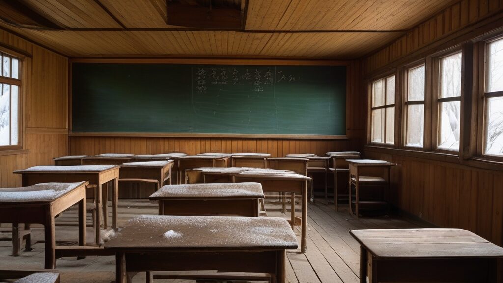 中の沢小学校分校で純と螢が過ごした学び舎