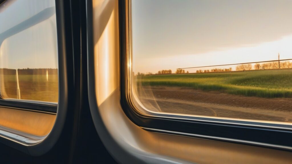 車窓の景色を眺めてブルーライトから目を解放する